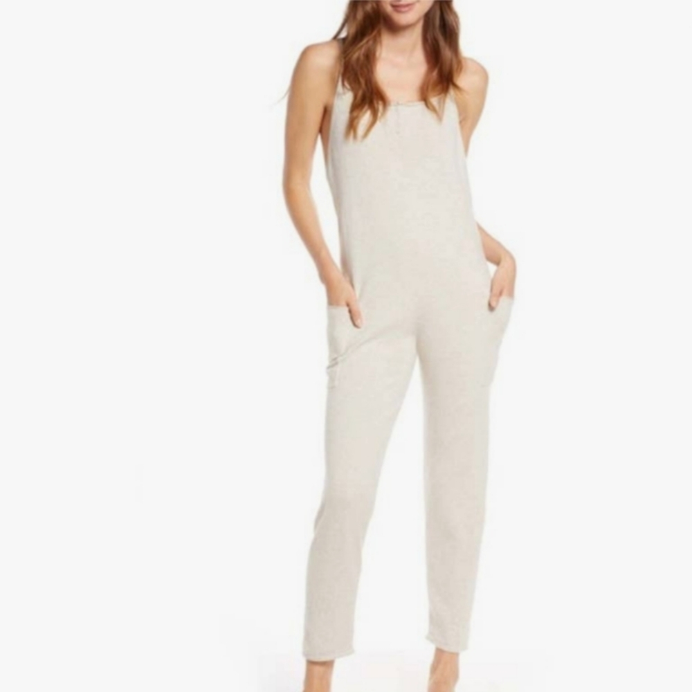 Something‎ Navy Cotton Jumpsuit Oatmeal